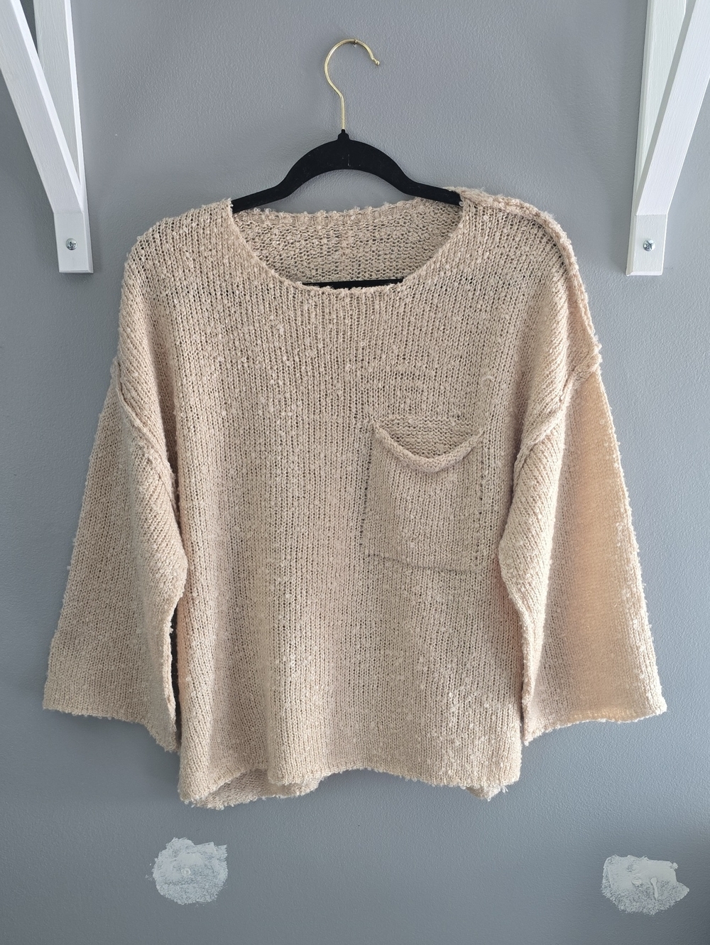 Women’s Relaxed Pocket Sweater - Cream No Tag Can Fit Up To Large